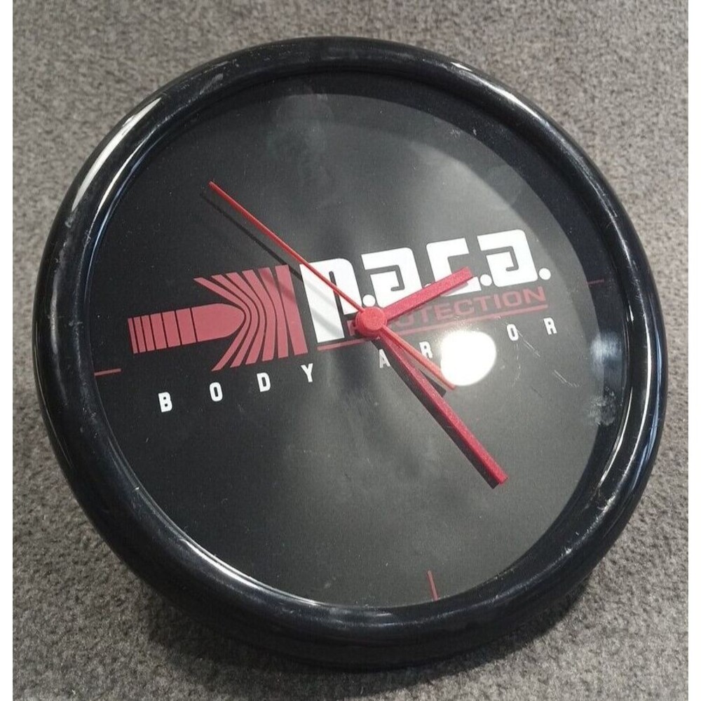 P.A.C.A Protection Body Armor Wall Clock Black Wall Mountable
